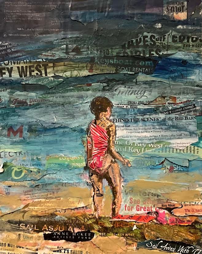 Little Beach Bum  mixed media on canvas  14 x 11 in.