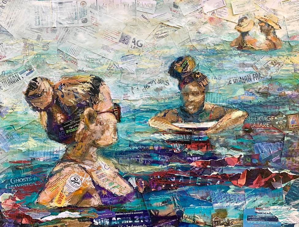 SANATIVE  Carole Faye  oil and local marketing materials on canvas  36 x 48 in.