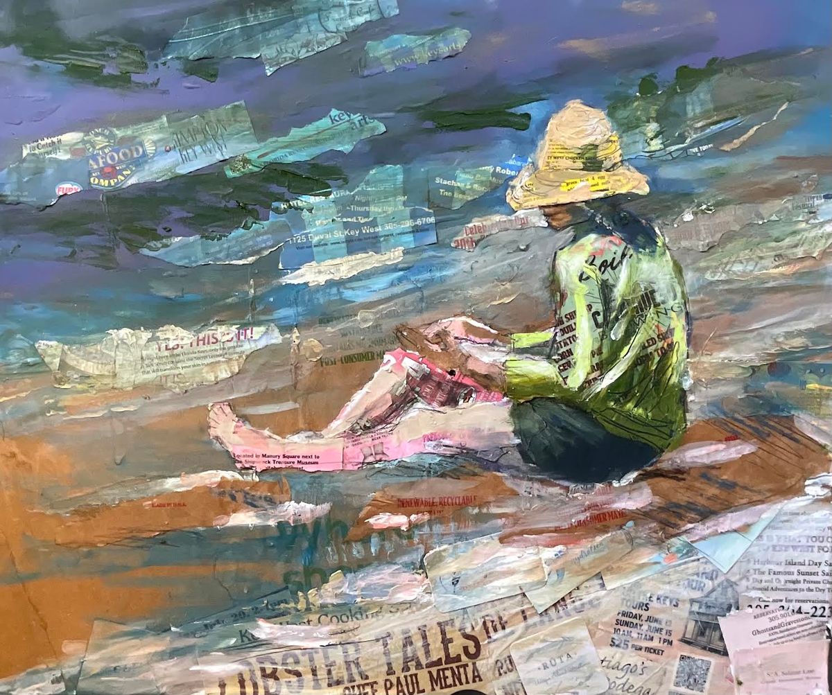 Carole Faye - Scrolling  mixed media on canvas  22 x 26  in.