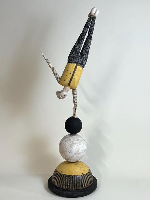 LIFE Cathy Rose Mixed media pedestal piece; clay, altered wood, antique fabrics, leather, found objects 26 x 10 x 9 in. LIFE Cathy Rose Mixed media pedestal piece; clay, altered wood, antique fabrics, leather, found objects 26 x 10 x 9 in.