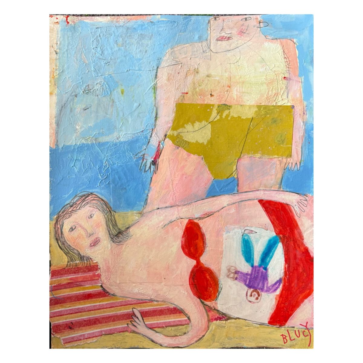 B. Lucy Stevens Beach Couple acrylic and pencil collage on paper 14 x 11 in. B. Lucy Stevens Beach Couple acrylic and pencil collage on paper 14 x 11 in.